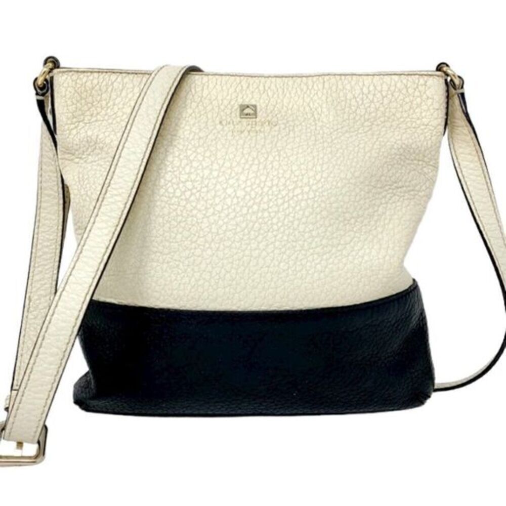 KATE Spade Crossbody Bag Black Beige Colorblock Pebble Leather Southport